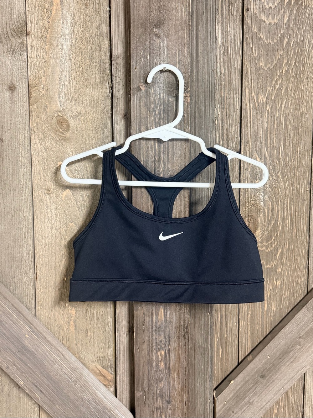 Nike Black Racerback Sports Bra with White Swoosh